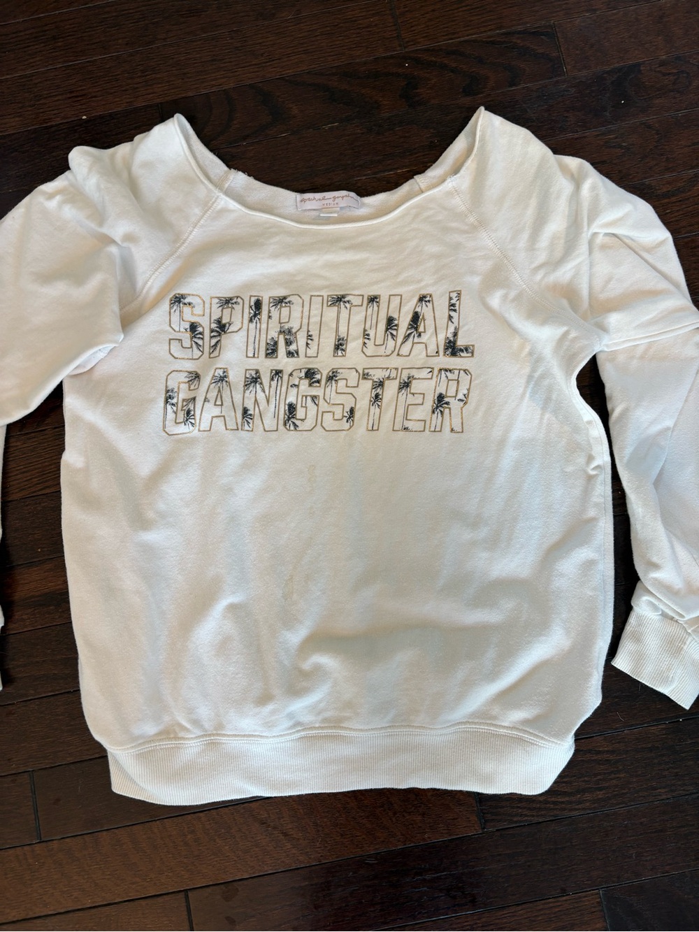 Spiritual Gangster Women's White off shoulder  Sweatshirt
